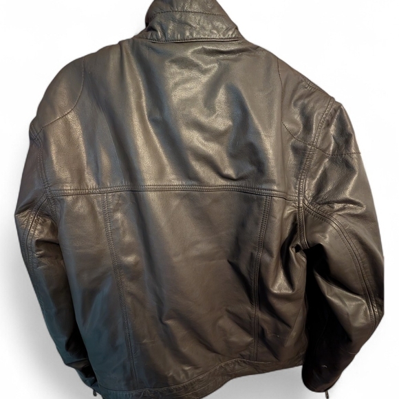 Cole Haan Black Leather Military Jacket - Picture 2 of 8